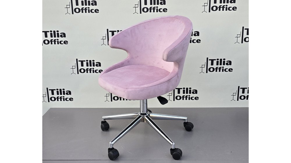 Coket Çalışma Koltuğu Krom Konik Ayak Pembe